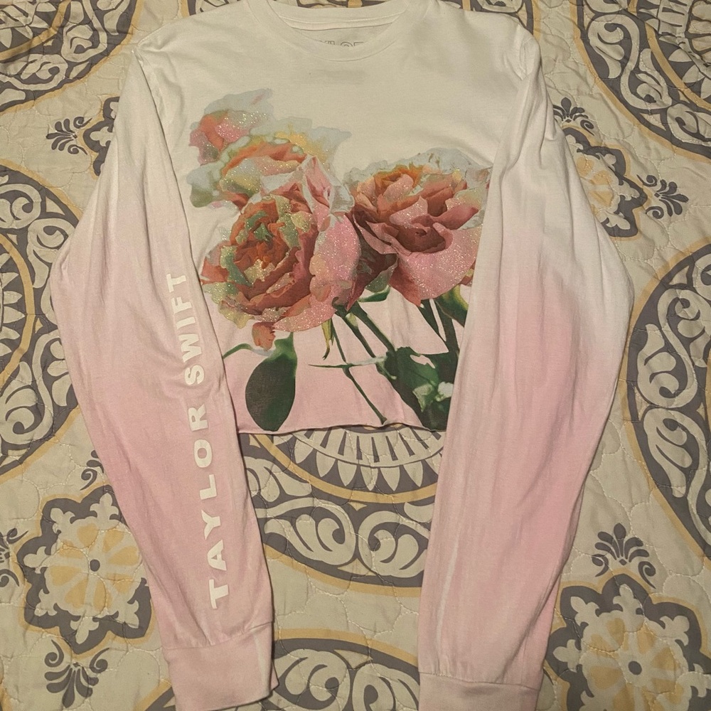 Taylor Swift Lover official merch. Glitter rose crop top.